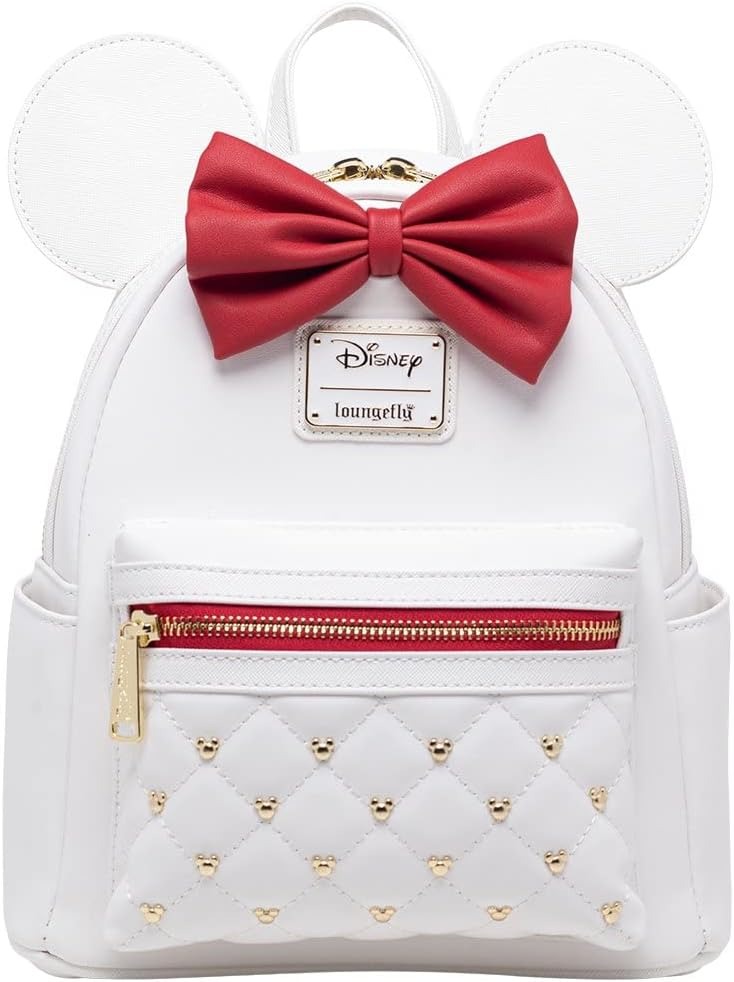 Minnie Mouse White Quilted Red Bow Mini Backpack