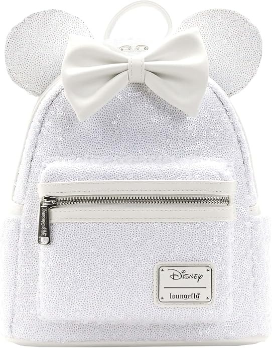Minnie Mouse White Sequin Bow Mini Backpack