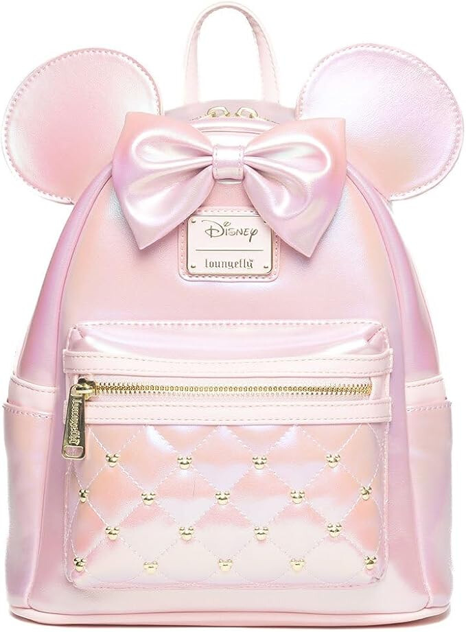 Iridescent Pink Minnie Ears and Bow Mini Backpack
