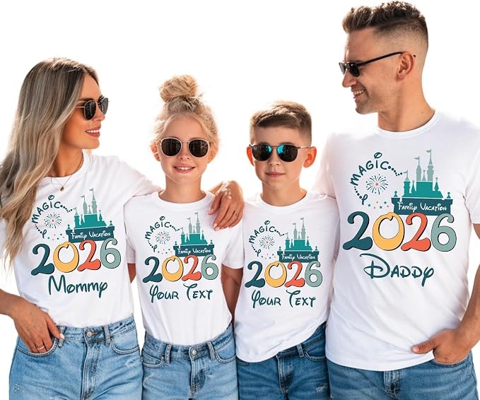 Magic Family Vacation 2026 Castle Tee Personalized
