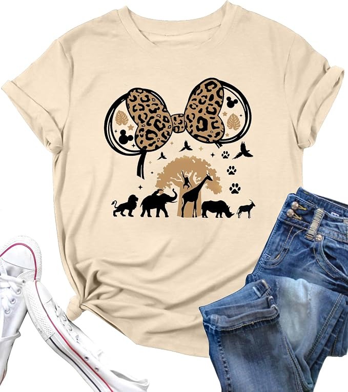 Leopard Print Minnie Bow Safari Tee