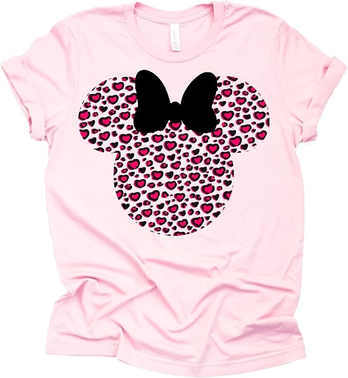 Minnie Mouse Heart Leopard Print Tee
