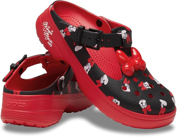 Crocs Minnie Mouse Mary Jane, Red and Black