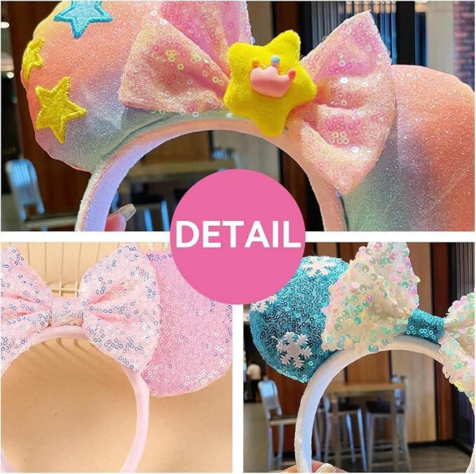 Pastel Galaxy Sequin Bow Ears Headband