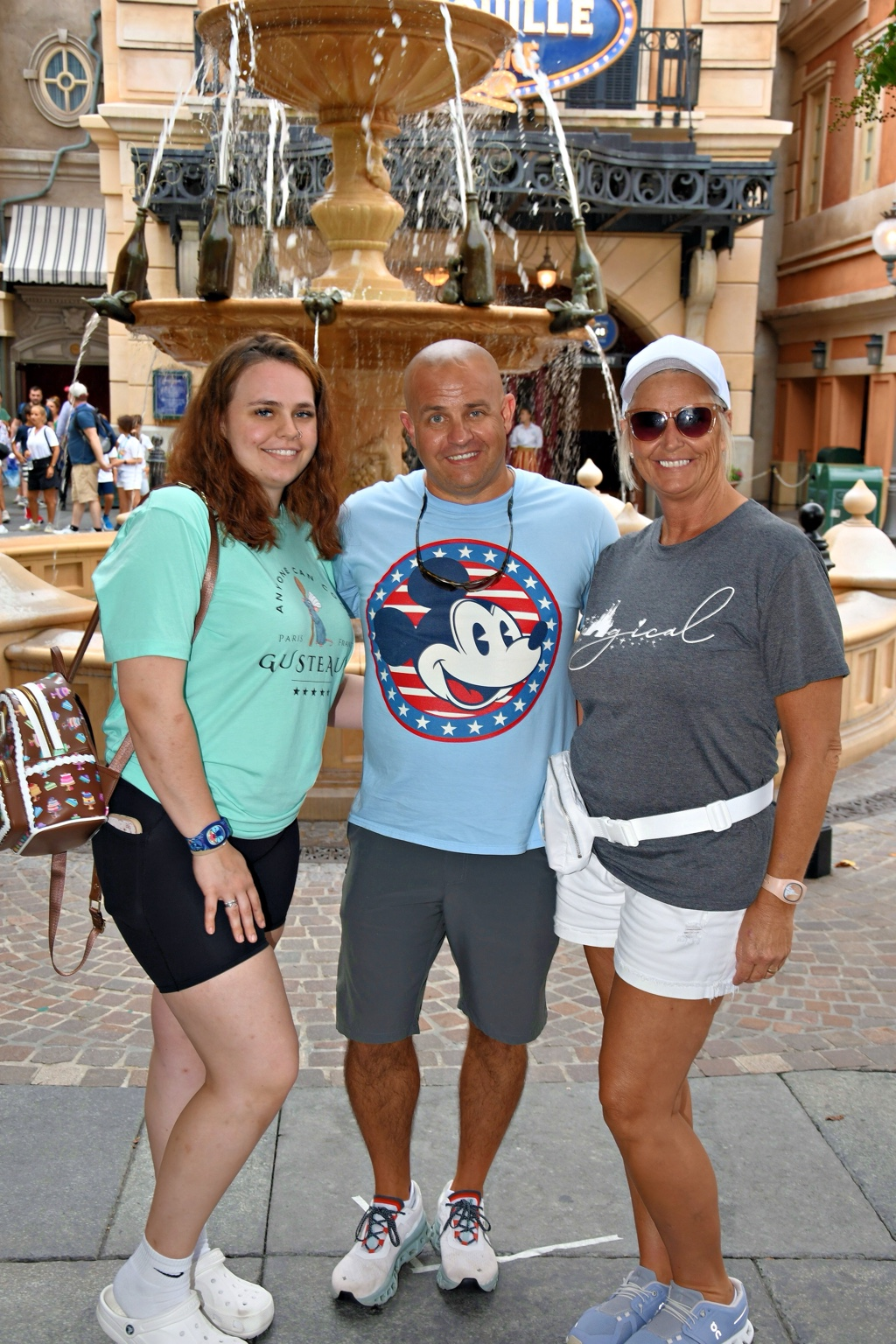 Family visiting EPCOT on a Walt Disney World park day with lightweight bags and comfortable park gear