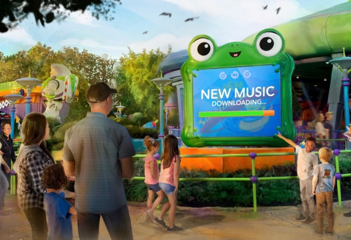 Lilypad display in Toy Story Land at Disney’s Hollywood Studios announcing new music.