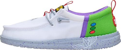 shoes for boys feature ripstop nylon upper, reflective space ranger badge, elastic laces with Lightyear charm, ultralight outsole