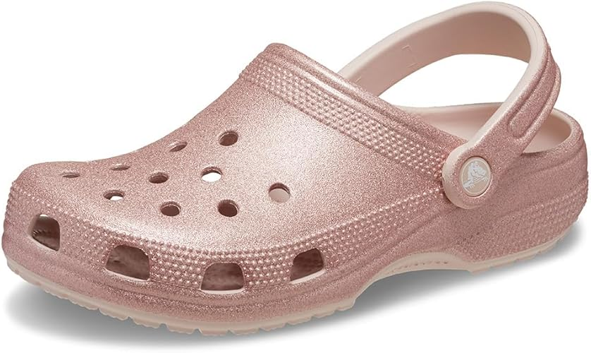 Glitter uppers pink slip-on adjustable heel strap