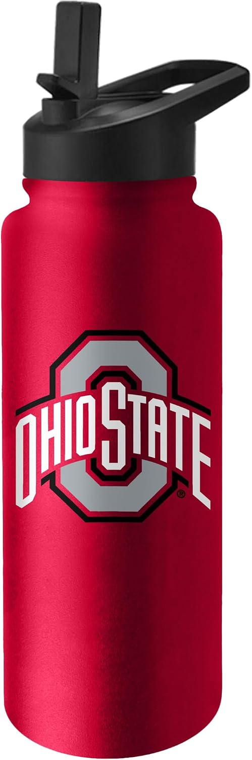 red Ohio state aluminum water bottle with lid