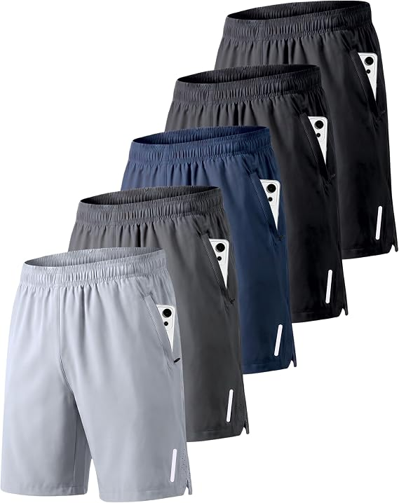 5 pair of athletic shorts different colors