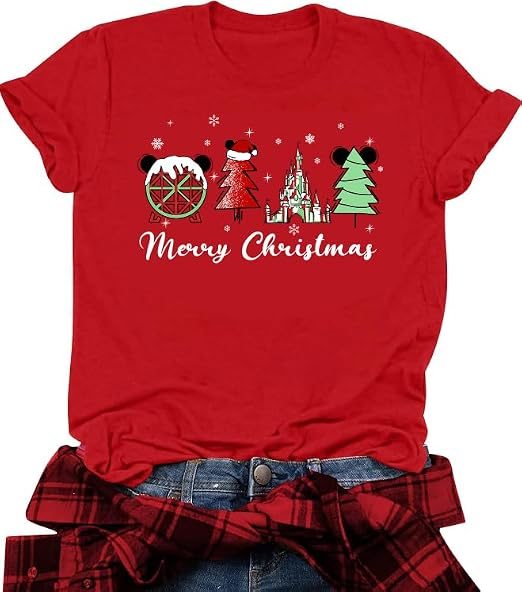 red Merry Christmas shirt with graphics