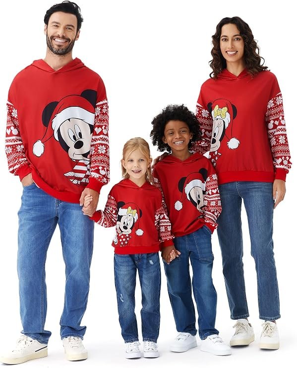 Disney Family Matching Christmas Long Sleeve Pullover Hooded Sweatshirt
