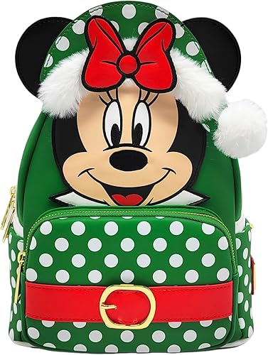 Loungefly Disney Minnie Mouse Elf Polka Dot Christmas Double Strap Shoulder Bag