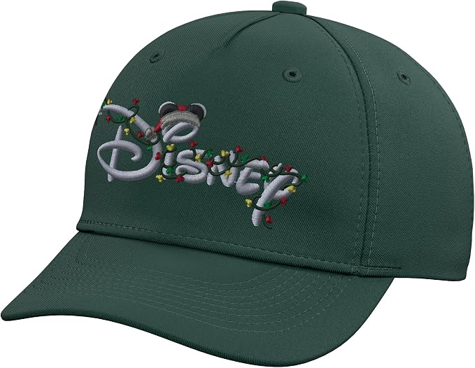 Disney Mickey Christmas Lights Holiday Trip Script Logo Adjustable Baseball Hat