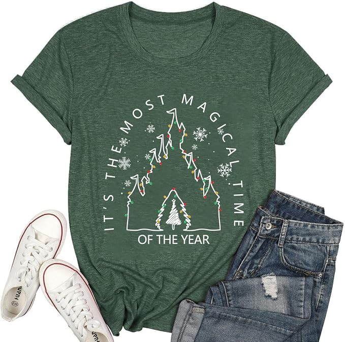green Holiday Magical castle with lights