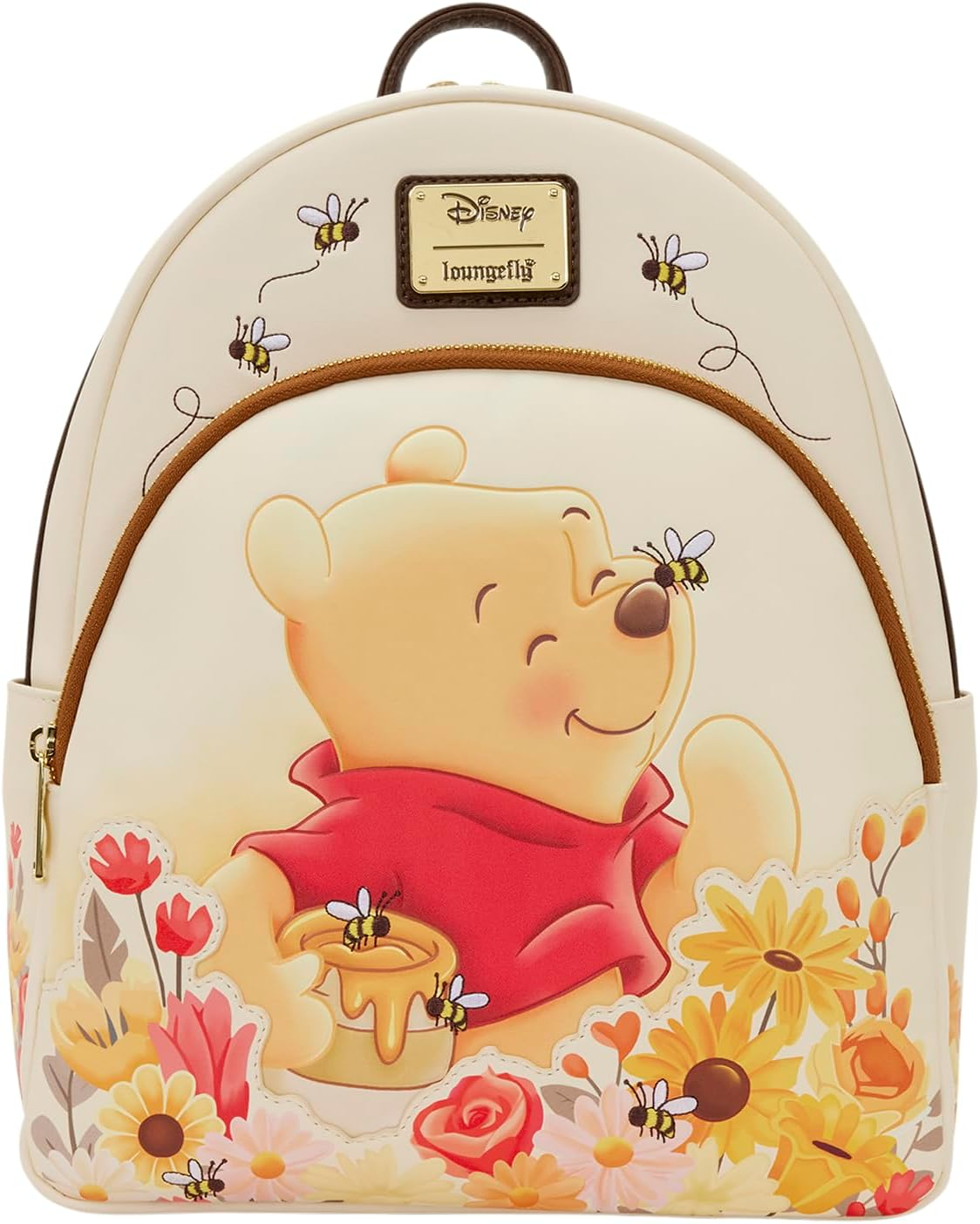Winnie the Pooh Polyurethane; Sturdy top handle; Adjustable shoulder straps; Applique, debossed, embroidered, and printed details; Coordinating interior lining