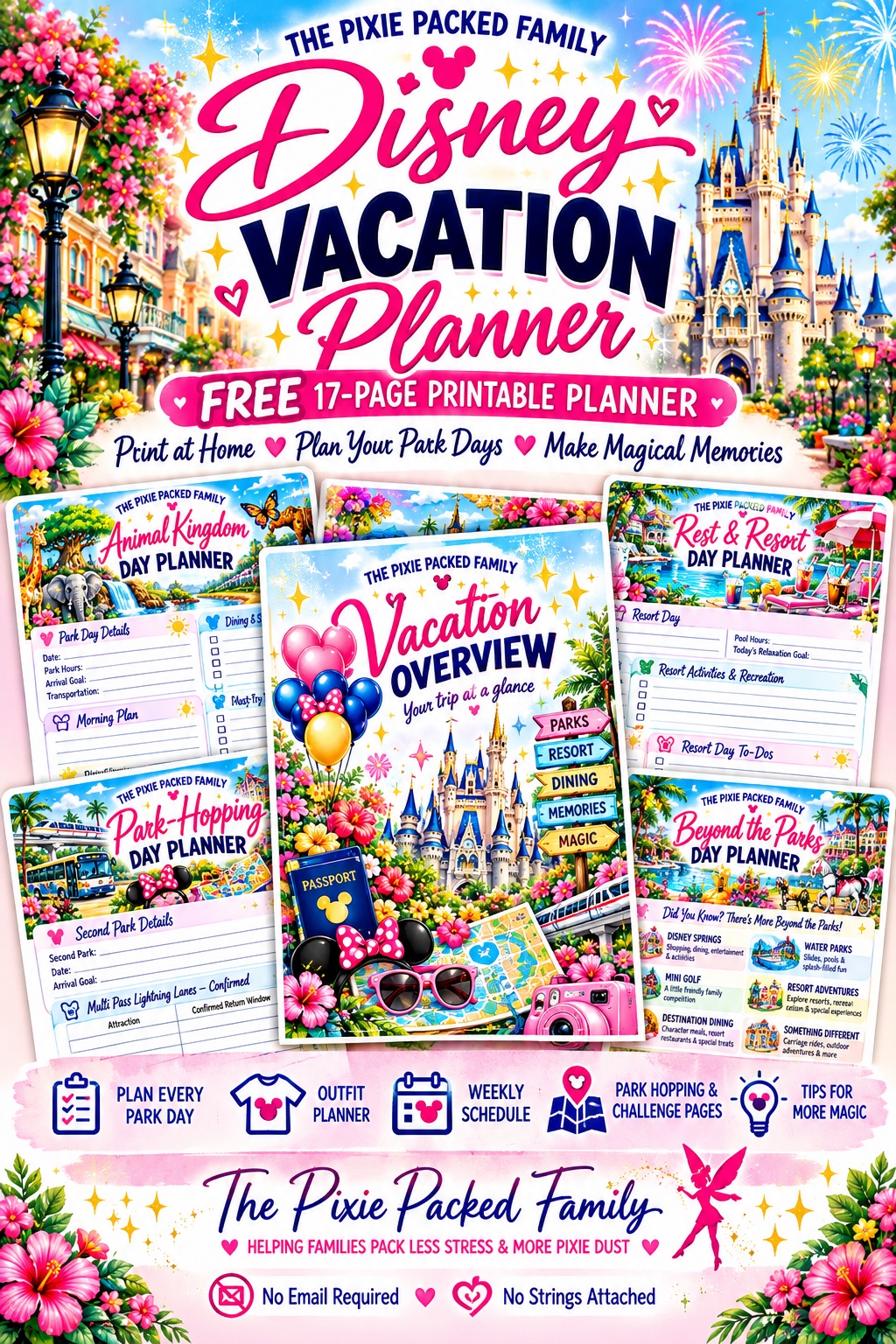 The Pixie Packed Family FREE 17-page printable Disney Vacation Planner