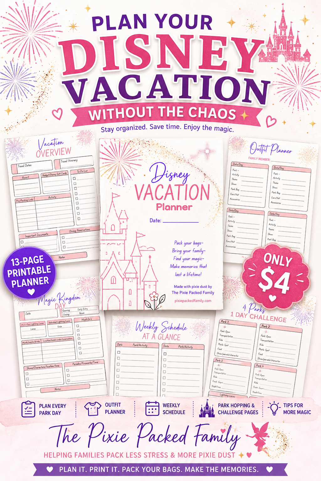 Disney Vacation Planner — 13-page printable planner, $4 digital download