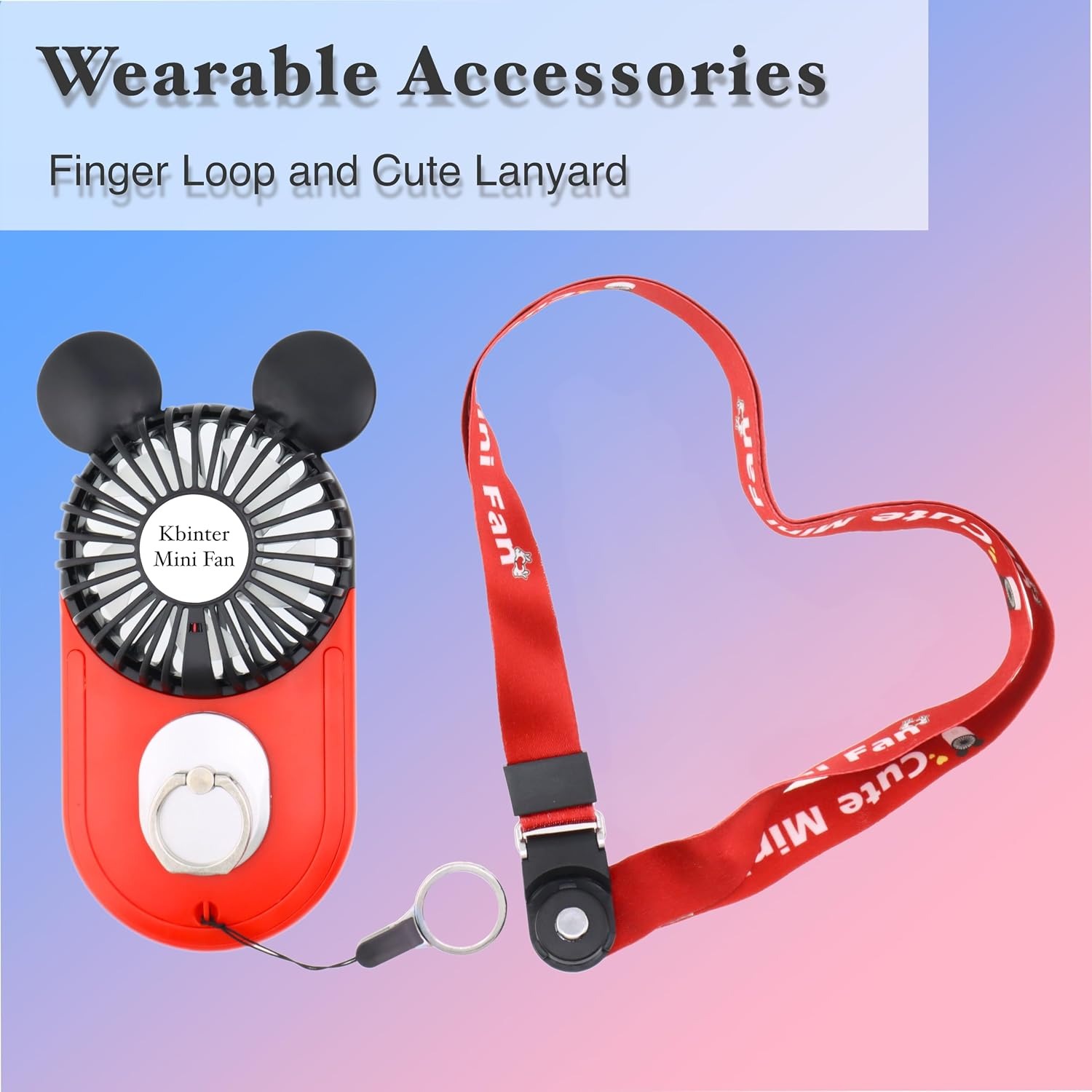 Kbinter Mini Fan with Mickey Ears, Wearable